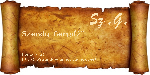 Szendy Gergő névjegykártya